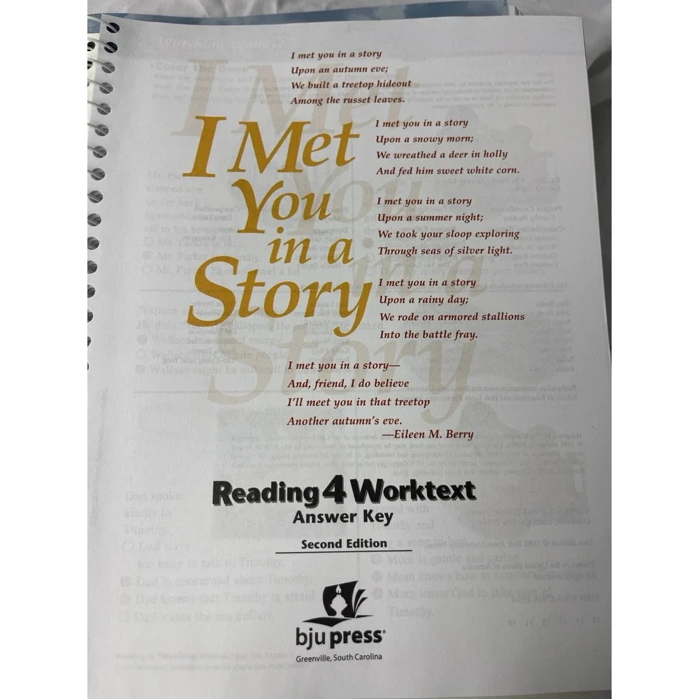 BJU Press Reading 3 & 4 Worktext Answer Key second edition